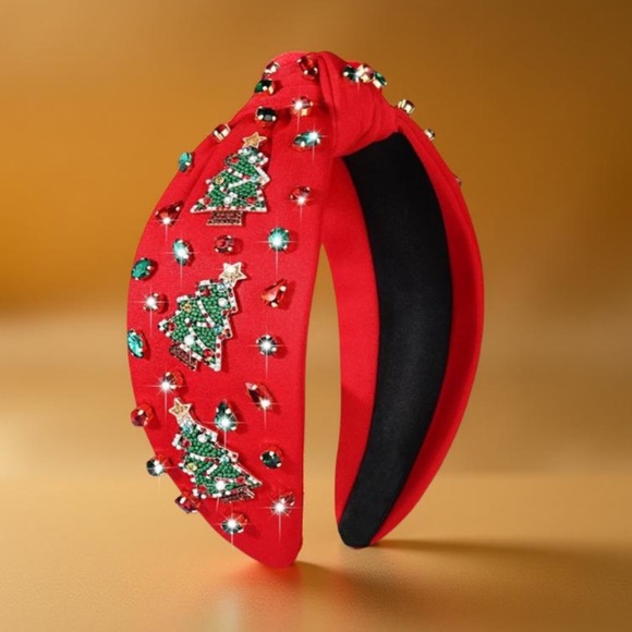 Christmas Headbands Festive Red Headband with Christmas Tree Embellishme… - Picture 8 of 16